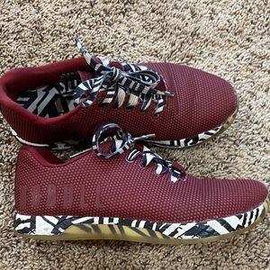 NOBULL Burgundy Sneakers with Zebra-Print Sole